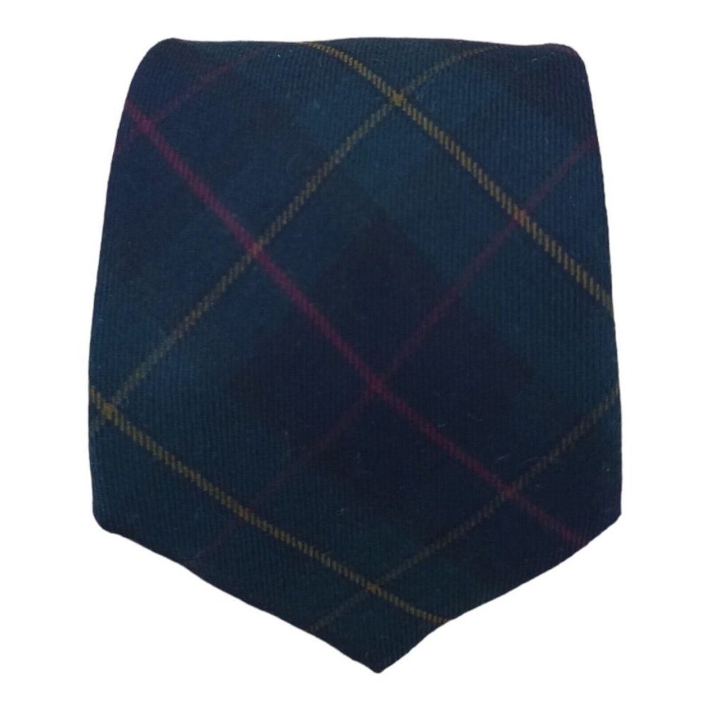 BRIONI Blue/Green Plaids & Checks Wool Tie ITALY 60"/ 4.2" EC